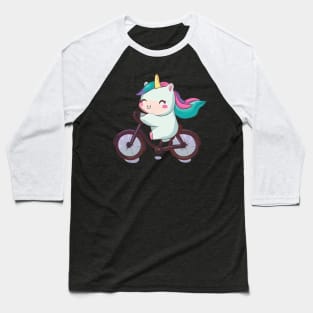 Unicorn on Bike Baseball T-Shirt